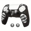 150ec16d54c741ac824edc257a7f36b3-goods.jpeg غطاء يد تحكم PS5 – تصميم الجمجمة القوطي مع أزرار PS باللونين الأحمر والأسود