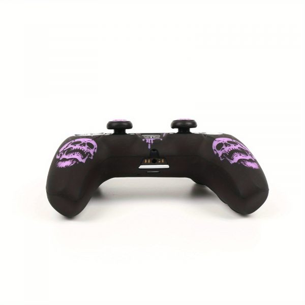 27ebe52b8df24668a81ac4f1d519ff14-goods.jpeg غطاء يد تحكم PS5 – تصميم الجمجمة القوطي مع أزرار PS باللونين الأحمر والأسود