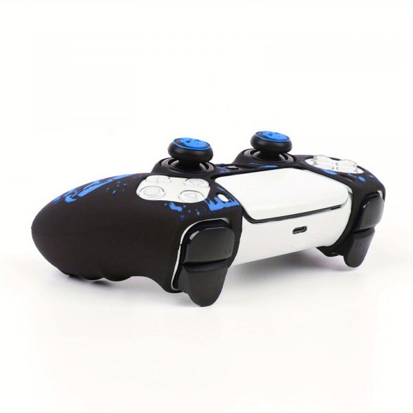 2a8b8f6d15c543bbb31d209ad5a1177d-goods.jpeg غطاء يد تحكم PS5 – تصميم الجمجمة القوطي مع أزرار PS باللونين الأحمر والأسود