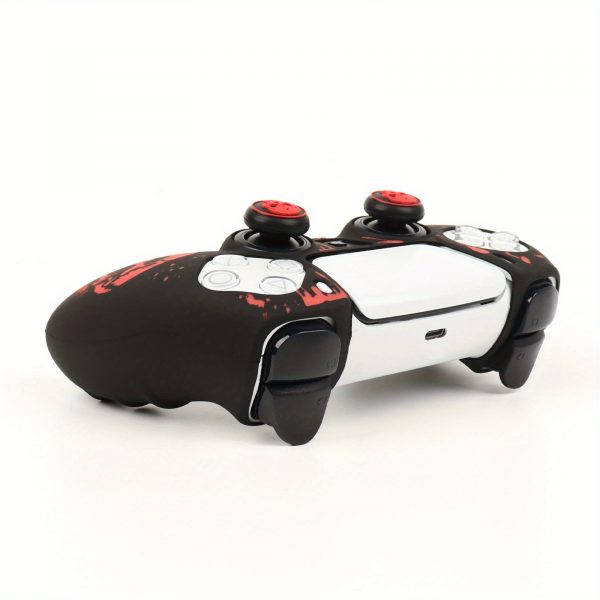 36ab28100dee4ed1b10b32835d43d5cd-goods.jpeg غطاء يد تحكم PS5 – تصميم الجمجمة القوطي مع أزرار PS باللونين الأحمر والأسود