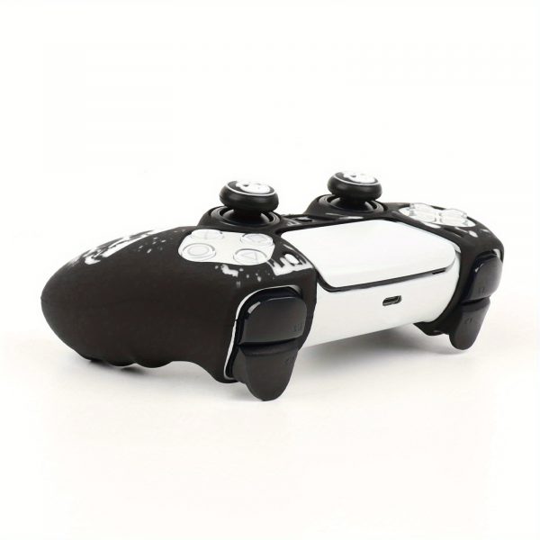 398dcf3aaf9d4955b94739b5c52c3454-goods.jpeg غطاء يد تحكم PS5 – تصميم الجمجمة القوطي مع أزرار PS باللونين الأحمر والأسود