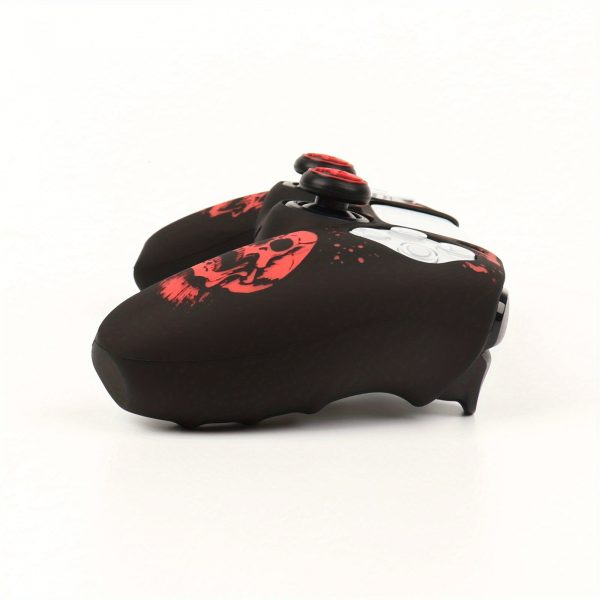 8581d4ac22aa406a8b8869987ca98276-goods.jpeg غطاء يد تحكم PS5 – تصميم الجمجمة القوطي مع أزرار PS باللونين الأحمر والأسود