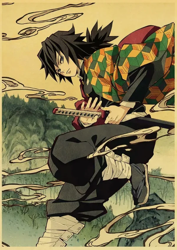 S0ff5adf9d2e346189612875848d1f347u-4.webp بوستر كانفس أنمي Demon Slayer بأسلوب ياباني كلاسيكي – ديكور جداري لغرف الأنمي والبيت