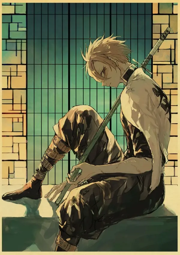 S134f889230c8455799288c1b2a8230013-4.webp بوستر كانفس أنمي Demon Slayer بأسلوب ياباني كلاسيكي – ديكور جداري لغرف الأنمي والبيت