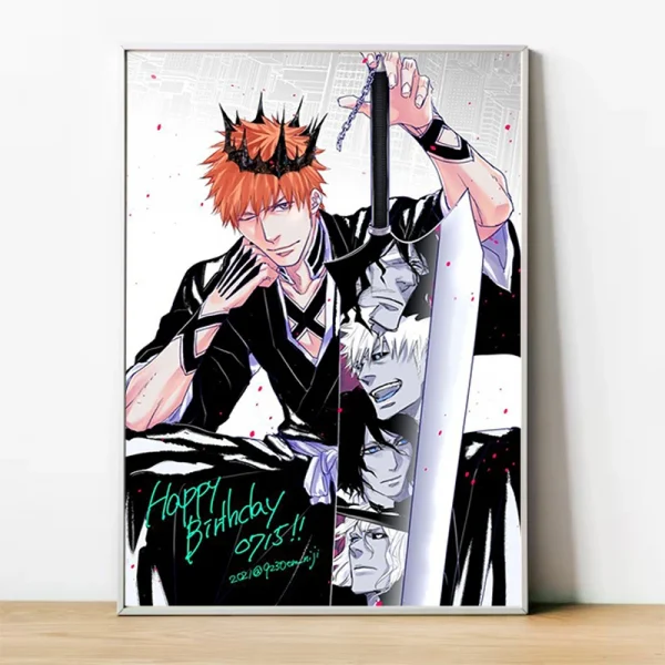 S1f6ff6aecb084e639f26c6a2a10570d8G.webp 🇸🇦 لوحة كانفاس أنمي BLEACH – ديكور حديث لغرفة المعيشة