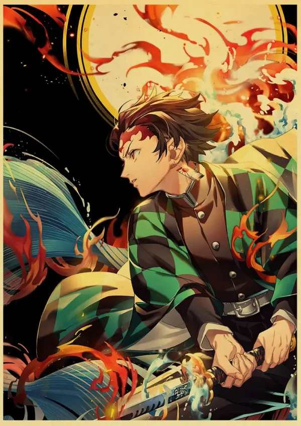 S2335b8517e224450b5e13d1e8ede733dW-4.webp بوستر كانفس أنمي Demon Slayer بأسلوب ياباني كلاسيكي – ديكور جداري لغرف الأنمي والبيت