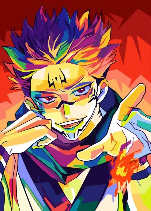 S2857a63a7630441085f37a3f5bae3e010.webp ⚡ بوستر أنمي Jujutsu Kaisen – غوجو ساتورو ضد سوكونا | لوحة فنية قماشية