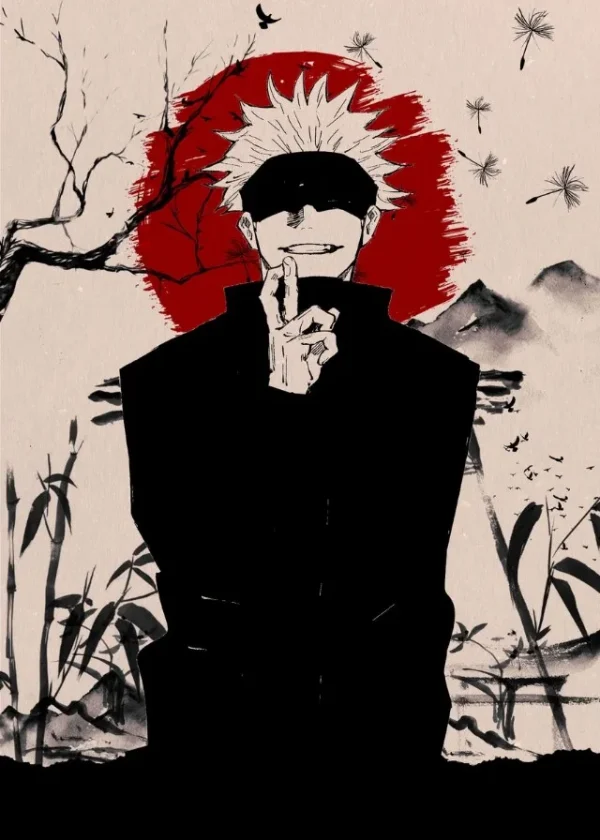 S3195c441be4e4a59bc437c632295b664D.webp ⚡ بوستر أنمي Jujutsu Kaisen – غوجو ساتورو ضد سوكونا | لوحة فنية قماشية