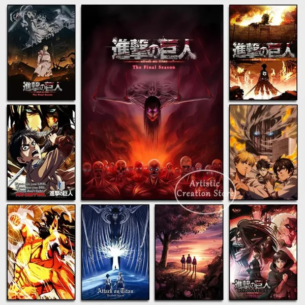 S32ebdb70fdaf4f9781c1fe714dde3dc8c-1.webp بوستر قماش Attack on Titan – لمسة أنمي فنية لجدرانك