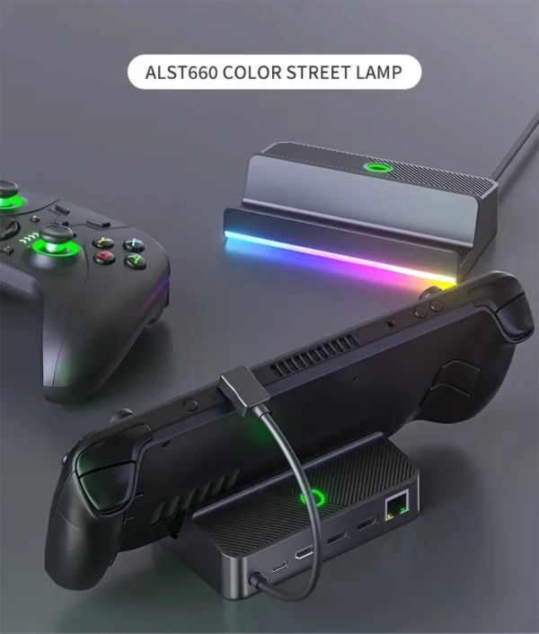 S36d942c7f6ec4af494169a8eb381b6dc9-2.webp محول HDMI بدقة 4K لأجهزة Steam Deck – Bracket Video Adapter & Charger Dock