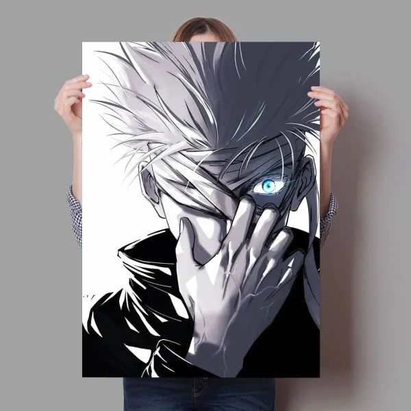 S44f00bc7ef81456e9b1bd22f7124fcabL.webp ⚡ بوستر أنمي Jujutsu Kaisen – غوجو ساتورو ضد سوكونا | لوحة فنية قماشية