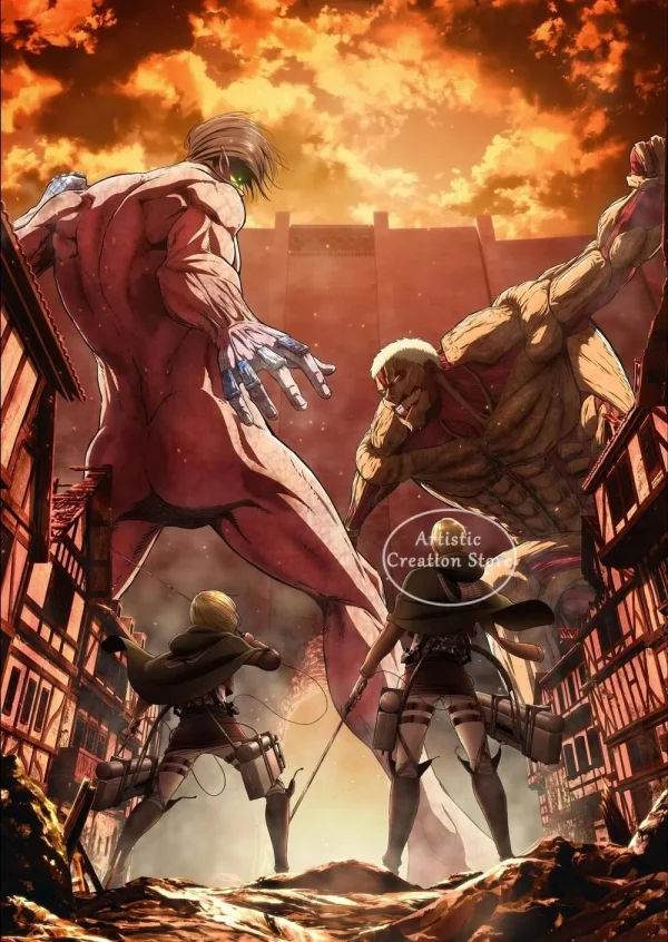 S46b7fafb10124b3a9c6e0f8045f6d279d-1.webp بوستر قماش Attack on Titan – لمسة أنمي فنية لجدرانك