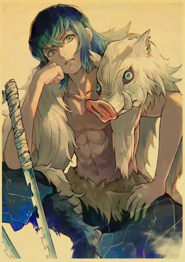 S501b7cc9fbfc44f08ed35dd81d1b63350-4.webp بوستر كانفس أنمي Demon Slayer بأسلوب ياباني كلاسيكي – ديكور جداري لغرف الأنمي والبيت