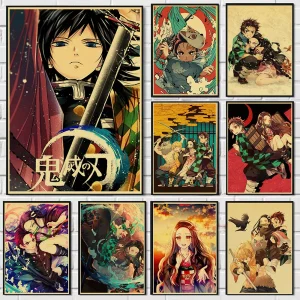 S60f1dffc8f0b4cc584d7020480b422ad2-2.webp بوستر كانفس أنمي Demon Slayer بأسلوب ياباني كلاسيكي – ديكور جداري لغرف الأنمي والبيت