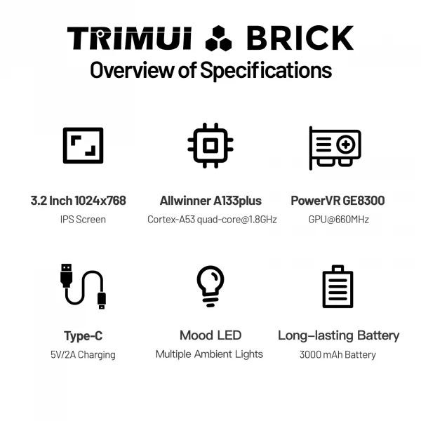 S6a8aa4969de04ac897633c1aed385d99V-1.webp TRIMUI BRICK – جهاز ألعاب محمول بواجهة Trimui ونظام Linux