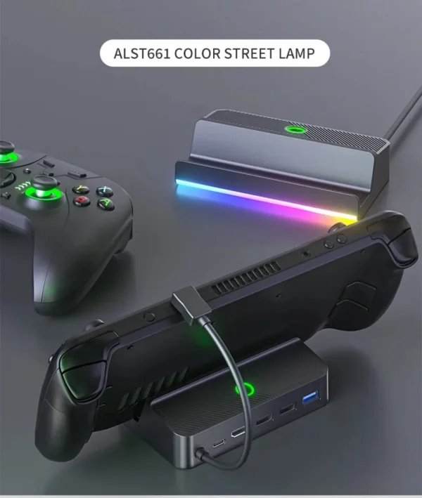 S75509270c4604a879fc6dbcda515aef29-2.webp محول HDMI بدقة 4K لأجهزة Steam Deck – Bracket Video Adapter & Charger Dock