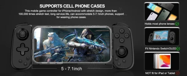 S7bc1313b59f54c0c9f2b0334b50cb660I.webp ذراع تحكم للألعاب المحمولة بتقنية هال إفكت + اهتزاز مزدوج (لاسلكي بلوتوث)