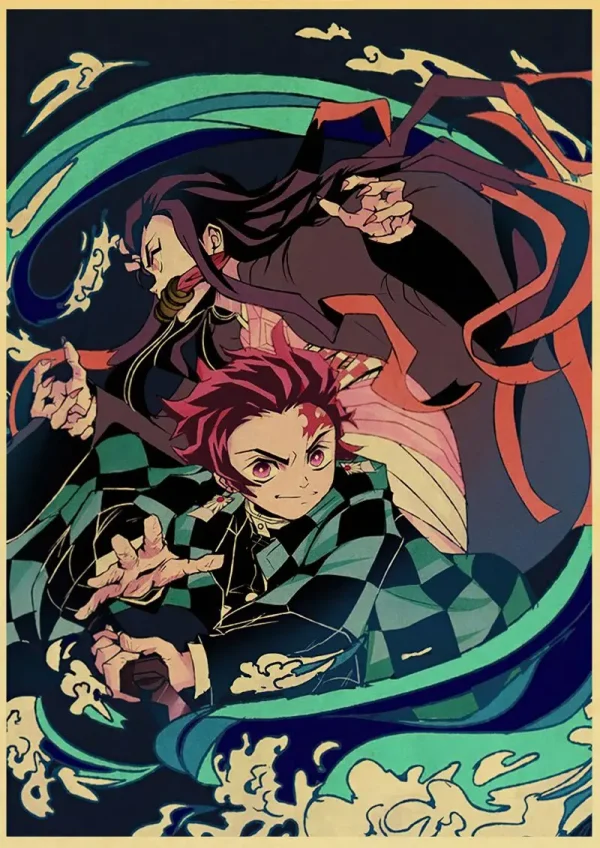 S84c72ec9f9ae46f7b44c7c57b27d847eq-4.webp بوستر كانفس أنمي Demon Slayer بأسلوب ياباني كلاسيكي – ديكور جداري لغرف الأنمي والبيت