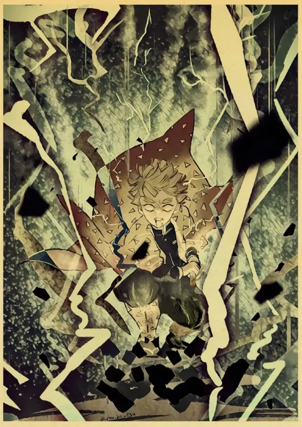 S86019a24490249789ecb9e27bc30ee3cS-4.webp بوستر كانفس أنمي Demon Slayer بأسلوب ياباني كلاسيكي – ديكور جداري لغرف الأنمي والبيت