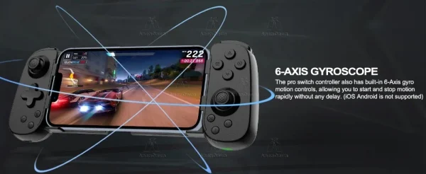 S87161c764ec942babd5e0e7339de0404o.webp ذراع تحكم للألعاب المحمولة بتقنية هال إفكت + اهتزاز مزدوج (لاسلكي بلوتوث)