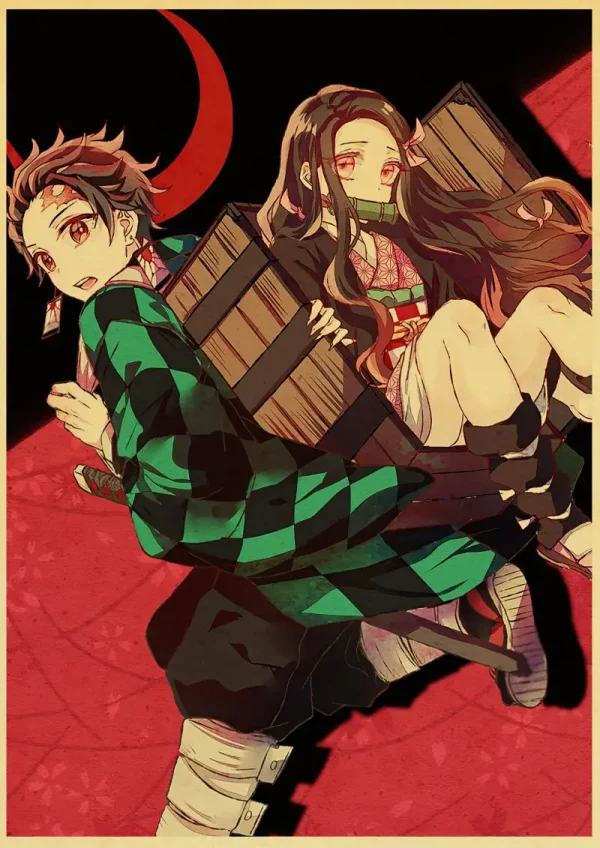 Sa204f9de421941cabeb17135dc3243beN-4.webp بوستر كانفس أنمي Demon Slayer بأسلوب ياباني كلاسيكي – ديكور جداري لغرف الأنمي والبيت