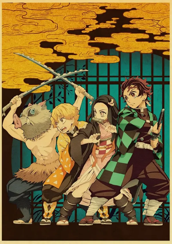 Sa5184e8e110641958e3328188d66d04ao-4.webp بوستر كانفس أنمي Demon Slayer بأسلوب ياباني كلاسيكي – ديكور جداري لغرف الأنمي والبيت