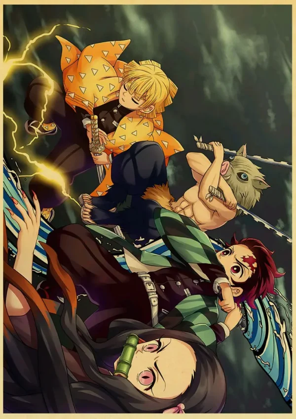 Sab4b75c688284b549eb08dca3c943611s-4.webp بوستر كانفس أنمي Demon Slayer بأسلوب ياباني كلاسيكي – ديكور جداري لغرف الأنمي والبيت
