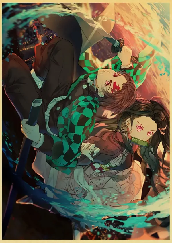 Sabcbb73a905f41fe841ae40fac15bf8aR-4.webp بوستر كانفس أنمي Demon Slayer بأسلوب ياباني كلاسيكي – ديكور جداري لغرف الأنمي والبيت