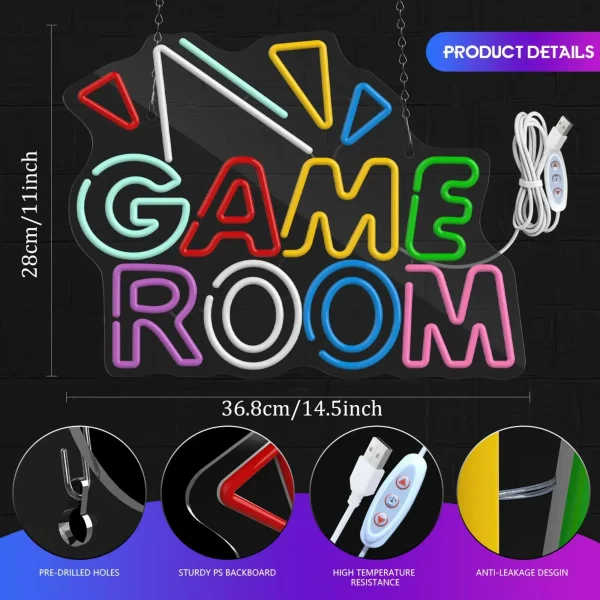 Sb03320ddb4bb4b2892799e4346545608I-2.webp إشارة نيون ملونة لغرفة الألعاب – LED Neon Sign