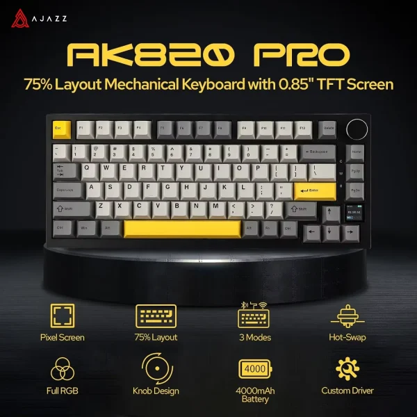 Sb95c4973728042ea942c45a7175a9d41a-1.webp لوحة مفاتيح الألعاب ميكانيكية لاسلكية/سلكية مع شاشة TFT وRGB