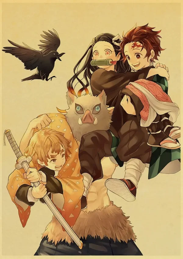 Sbb7c6617686848d585a001ede59b2221G-4.webp بوستر كانفس أنمي Demon Slayer بأسلوب ياباني كلاسيكي – ديكور جداري لغرف الأنمي والبيت