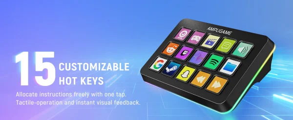 Sc8490379c72749bbb495c1726f633d8da-1.webp FIFINE D6 Mini Keyboard – لوحة ماكرو احترافية بـ 15 زر مخصص