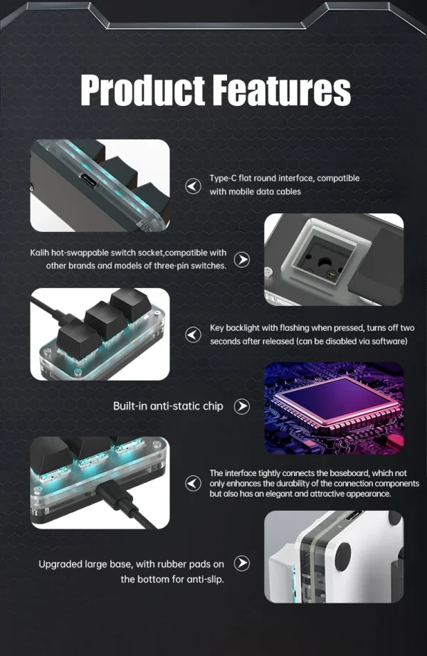 Sc8caa02728864c5a9a99aca06d177a2b5-1.webp 3-Key RGB Macro Pad – مفاتيح سحرية للتحكم السريع!