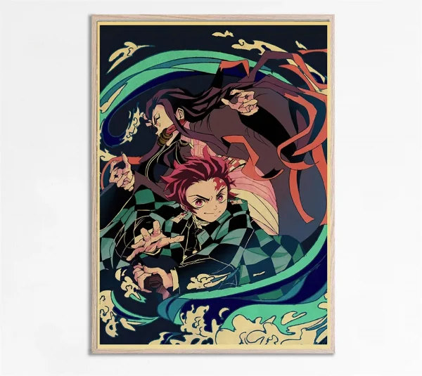 Sce2549ff5fe64b069f6bf8fe431d7478r-2.webp بوستر كانفس أنمي Demon Slayer بأسلوب ياباني كلاسيكي – ديكور جداري لغرف الأنمي والبيت