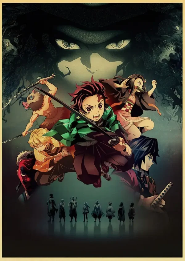Seb7cc58fb5624df683d6a782f23e6891K-4.webp بوستر كانفس أنمي Demon Slayer بأسلوب ياباني كلاسيكي – ديكور جداري لغرف الأنمي والبيت