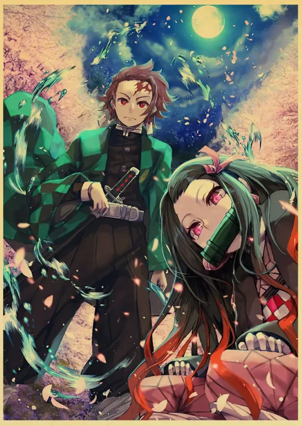 Sed970931f4fd411fac59115b44fa7d0eF-4.webp بوستر كانفس أنمي Demon Slayer بأسلوب ياباني كلاسيكي – ديكور جداري لغرف الأنمي والبيت