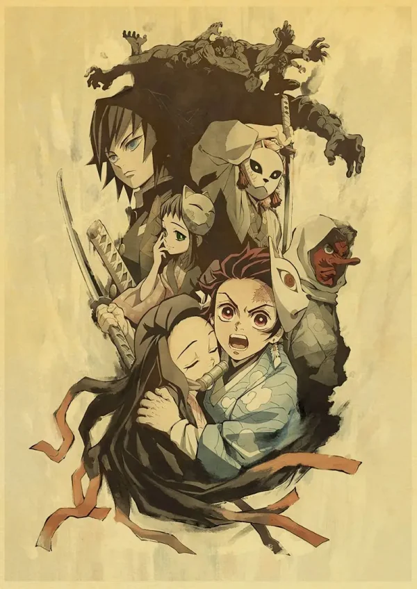 Sf2cb2fc533564d9592833173064c15cbU-4.webp بوستر كانفس أنمي Demon Slayer بأسلوب ياباني كلاسيكي – ديكور جداري لغرف الأنمي والبيت