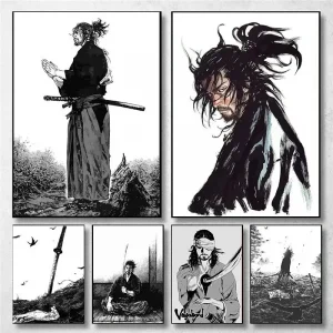 Sfbe84539643b4a67af8a9d6b04ebc98ae-2.webp Vagabond – Miyamoto Musashi Vintage Canvas Art Poster