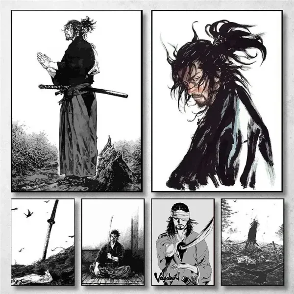 Sfbe84539643b4a67af8a9d6b04ebc98ae-2.webp Vagabond – Miyamoto Musashi Vintage Canvas Art Poster