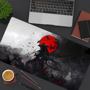 a0d29774-6278-4063-84ca-ee865e6dddac.jpg ماوس باد ضخم أنمي ياباني – تصميم ساموراي، أشجار كرز، فوجي والشمس/القمر