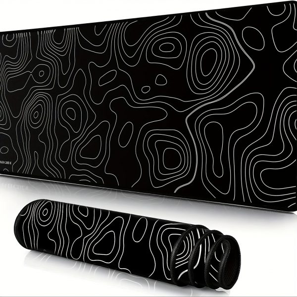 ba1ae382-d7c2-4d94-9a98-05c87a880fc1.jpg Extra-Large Gaming Mouse Pad – تصميم أنيق أبيض وأسود لعشاق الـSetup النظيف