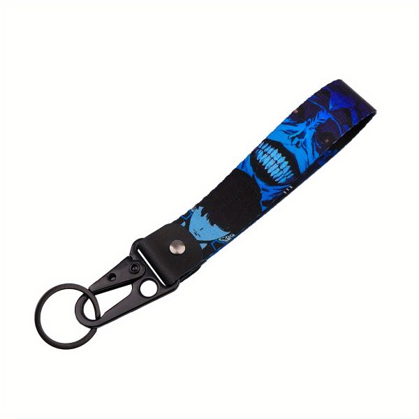 e3ede6d70b1146e0bfe7a99fb2a60672-goods.jpeg سلسلة مفاتيح أنمي – تصميم شخصيات لطيف مع نقشة دوامات زرقاء وسوداء